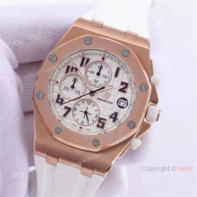 Copy Audemars Piguet Royal Oak Offshore Watches - Rose Gold White Dial